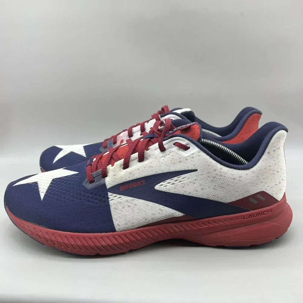 Brooks Men's Launch 8 Texas Star Sneakers Men's 13 D Red White Blue Comfort Shoe - Picture 3 of 9